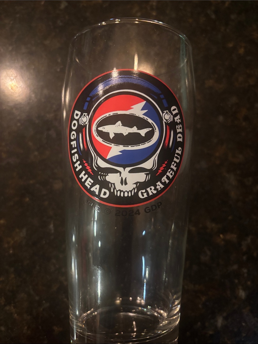 Dogfish Head Craft Brewery Pilsner Glass Grateful Dead Beer Pint Glass